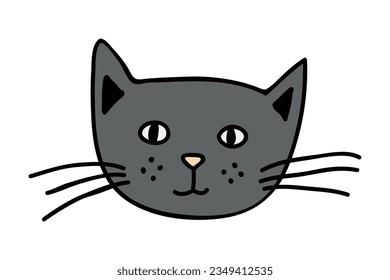 Hand drawn cat muzzle clipart. Cute pet face doodle
