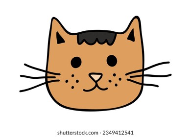 Hand drawn cat muzzle clipart. Cute pet face doodle