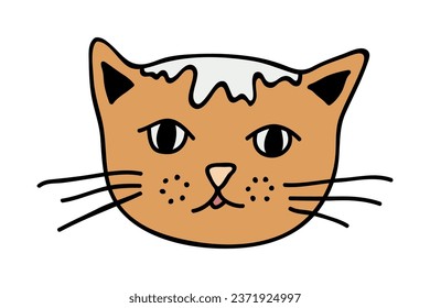Hand drawn cat muzzle clipart. Cute pet face doodle