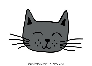 Hand drawn cat muzzle clipart. Cute pet face doodle
