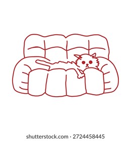 desenho à mão gato no sofá desenho animado ilustração