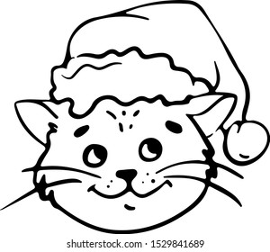 Hand drawn cat on white background.
Doodle vector illustration 
Vector animals in trendy scandinavian style.
Christmas design element.