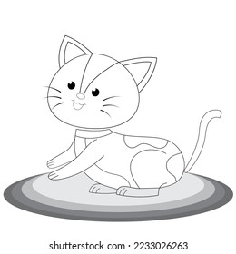 Hand drawn cat Outline illustration. 