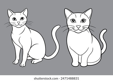 Hand drawn cat outline illustration