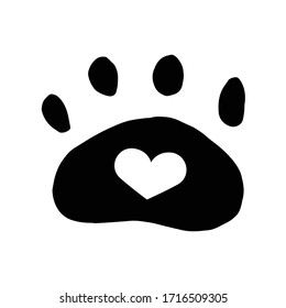 hand drawn cat paws on white background. Vector animals silhouette. Vector illustration for poster, banner, print, decoration.