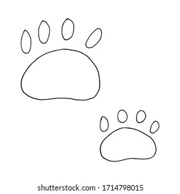 hand drawn cat paws set on white background. Vector animals silhouette. Vector illustration for poster, banner, print, decoration.