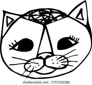 Hand drawn cat. Pet. Stock vector illustration.