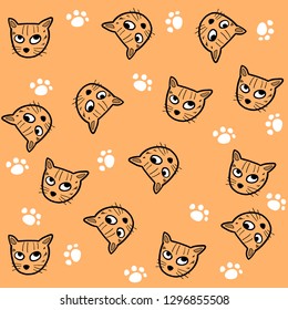 Hand drawn Cat seamless pattern wallpaper
