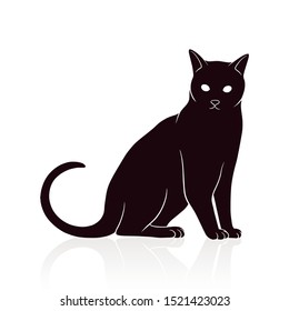 hand drawn cat silhouette vector illustration isolated on white background