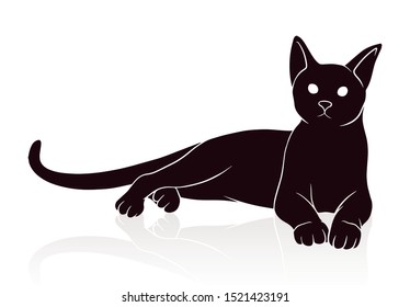 hand drawn cat silhouette vector illustration isolated on white background