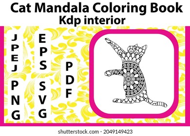 Hand drawn cat. Sketch for anti-stress adult coloring book in zen-tangle style. Vector illustration for coloring page or for print on T-shirt.