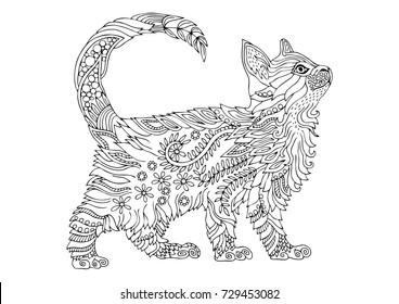 Cat Adult Coloring Pages High Res Stock Images Shutterstock