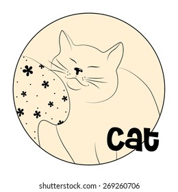 Hand drawn cat. Vector illustration.