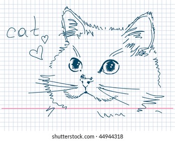 Hand drawn cat. Visit my portfolio for big collection of doodles