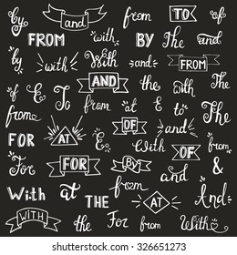 Hand drawn catchwords and ampersands. Vector illustration
