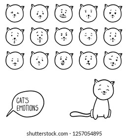 Hand drawn cat's emotions