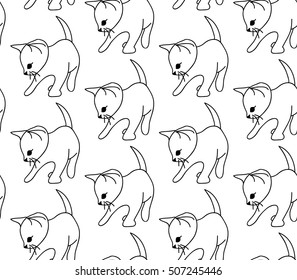 Hand drawn cats seamless vector pattern. 