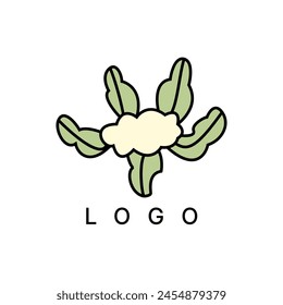 hand drawn cauliflower design vector illustration. suitable for logo, brand, packaging, clothing, natural organic product, agriculture business, food label design.