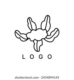Hand drawn cauliflower logo design vector. suitable for brand, packaging, clothing, natural organic product, agriculture business, food label design.