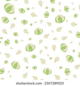 Hand drawn Cauliflower pattern background vector design, flat illustration.