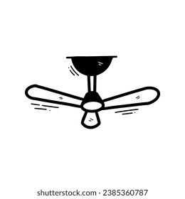 Hand Drawn Ceiling Fan Illustration. Doodle Vector. Isolated on White Background - EPS 10 Vector