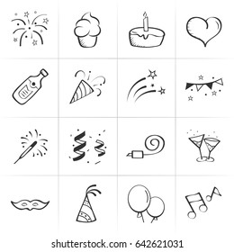 Hand Drawn Celebration vector illustrations icons