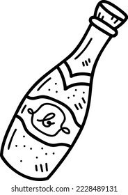 Hand Drawn Celebration wine bottle illustration isolated on background