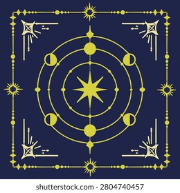 Hand drawn celestial illustration elements surreal mystic