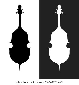 Hand drawn cello silhouette for musical store or school. Cartoon jazz or country music festival instrument. Vector isolated element.