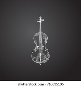 Hand Drawn Cello Sketch Symbol. Vector Violin Element In Trendy Style.