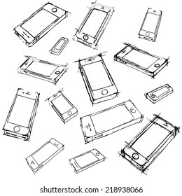 Hand drawn CellPhone. Vector Illustration.