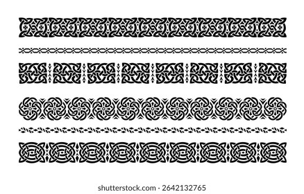Hand drawn celtic borders ornament collection
