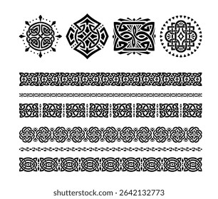 Hand drawn celtic borders ornament collection