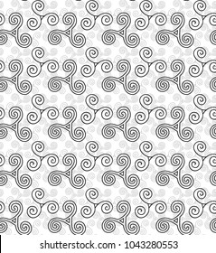 Hand drawn celtic symbols triskele vector seamless pattern