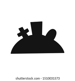 Hand drawn Cemetery isolated on a white. Sketch. Halloween concept. Vector illustration.
