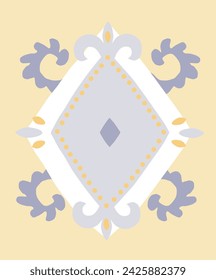 Handgezeichnetes zentralasiatisches Ornament. Isoliertes Musterelement. In: Folk Kazakh Design. Vektorgrafik. 