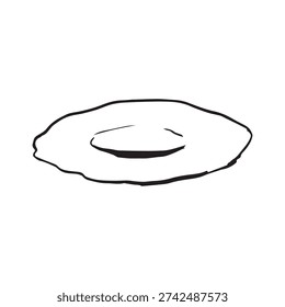 Hand drawn ceramic plate sketch, vintage rustic dish top view, simple empty plate, kitchenware line art, black ink isolated on white background
