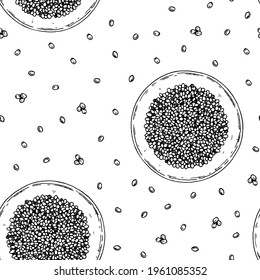 Hand drawn cereal seamless pattern. Vector illustration in sketch styl