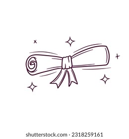 Hand Drawn Certificate Roll. Doodle Vector Sketch Illustration