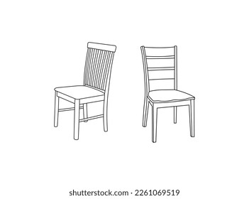 Hand drawn chair icons set in vector. chair illustrations collection in vector. Modern cozy furniture for living room decor in simple linear style. vector illustration. Pixel perfect vector graphics.