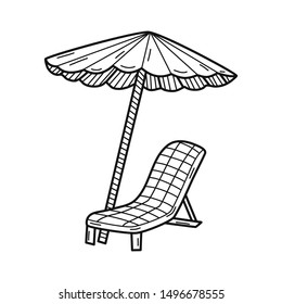 Hand drawn Chaise Lounge isolated on a white. Vector illustration.