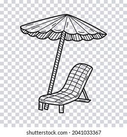 Hand drawn Chaise Lounge isolated on transparent background. Vector illustration.