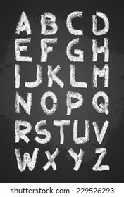 Hand Drawn Chalk Alphabet Vector, Capital Letters, Back To School Lettering