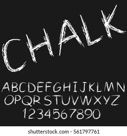 Hand drawn chalk alphabet vector, capital letters, school lettering