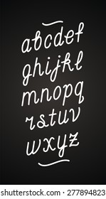 Hand drawn chalk board cursive font. Vector alphabet