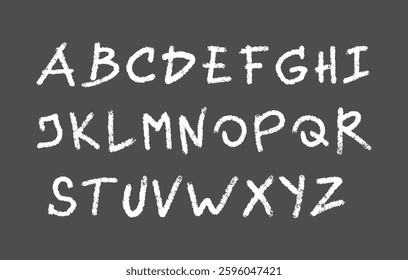 Hand drawn chalk font. Doodle school alphabet set.