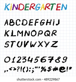 Hand drawn chalk font for kindergarten