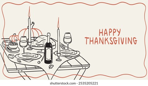 Hand drawn chalk food vector illustrations. Thanksgiving dinner table icons. Wine glass, turkey, pumpkin pie drawings for family invitations, cafe menus and parties. Sketch ink charcoal drawing style.