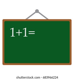 Hand drawn chalk numbers and math signs on a chalkboard icon, vector illustration flat style design isolated on white. Colorful graphics