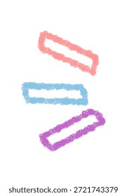 Icono de rectángulo de cita de tiza dibujado a mano en estilo pastel. El elemento de tiza forma un icono de puntuación en un rectángulo de comillas. Gráfico con color pastel suave, ideal para elementos creativos y uso.